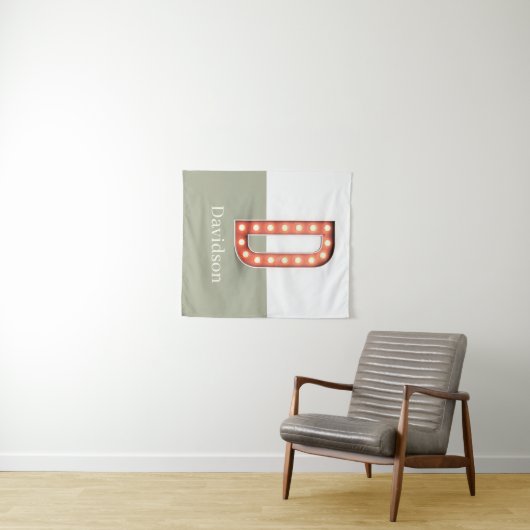 Retro Marquee Letter D Persoonlijk Wandkleed (In Situ (horizontaal))