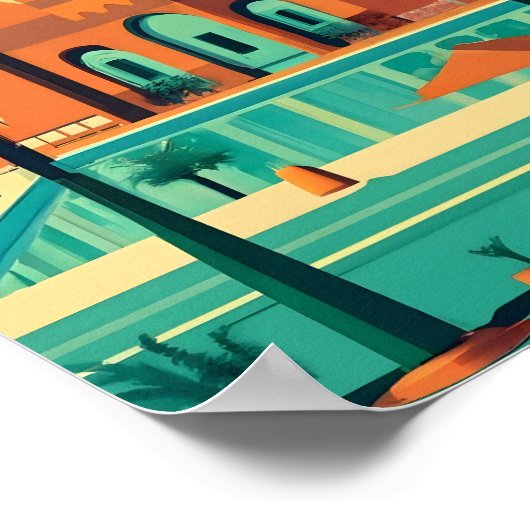 Retro  Marrakech Marokko Flat Vector Art Poster (Hoek)