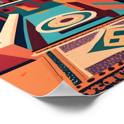 Retro Marrakech Marokko Flat Vector Art Poster (Hoek)
