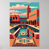 Retro Marrakech Marokko Flat Vector Art Poster (Voorkant)