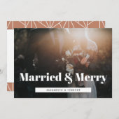 Retro Married en Merry newlyweds trouwfoto Feestdagenkaart (Voorkant / Achterkant)