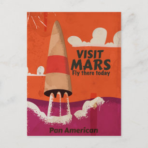 Retro Mars vakantieposter uit de jaren 50 Briefkaart