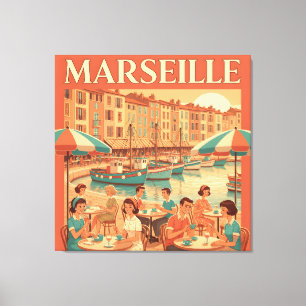 Retro Marseille: Franse Rivièra in de jaren 50 Canvas Afdruk