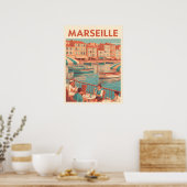 Retro Marseille Reizen: Franse Rivièra Poster (Keuken)