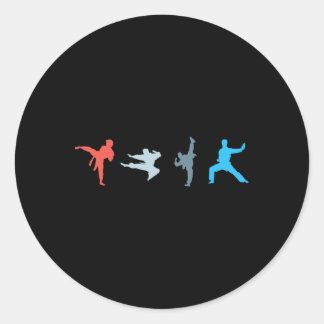 Retro Martial Art Zwarte Riem Atleet Japanse Sport Ronde Sticker