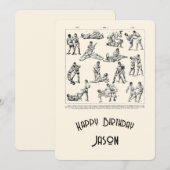 Retro Martial Arts Mannen Happy Birthday Kaart (Voorkant / Achterkant)