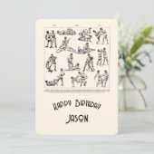 Retro Martial Arts Mannen Happy Birthday Kaart (Staand voorkant)