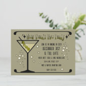 Retro Martini 2025 New Year's Eve Kaart (Staand voorkant)