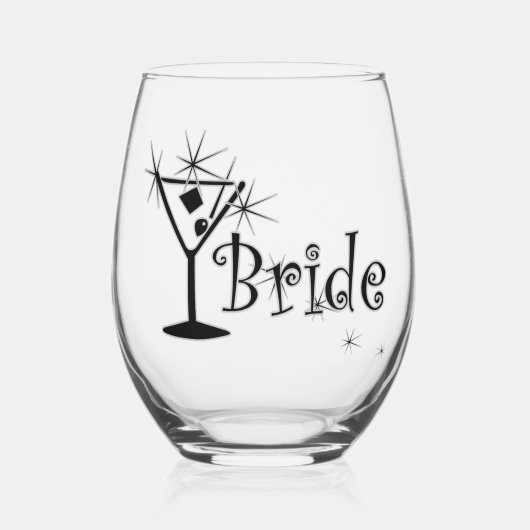 Retro Martini - Bruid Wijnglas Zonder Voet (Voorkant)