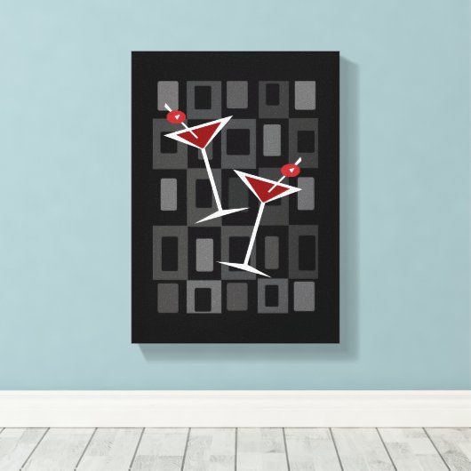 Retro Martini Canvas Afdruk (Insitu (Houten vloer))