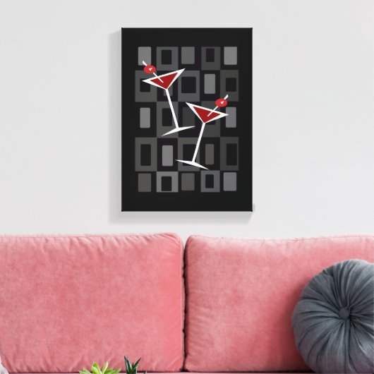 Retro Martini Canvas Afdruk (Insitu (Woonkamer))