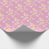 Retro Martini Cocktail Flute Glass Festive Pink Cadeaupapier (Hoek)