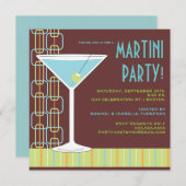Retro Martini Cocktail Party Invitation Kaart (Voorkant / Achterkant)