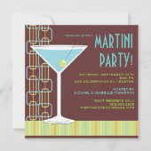 Retro Martini Cocktail Party Invitation Kaart (Voorkant)