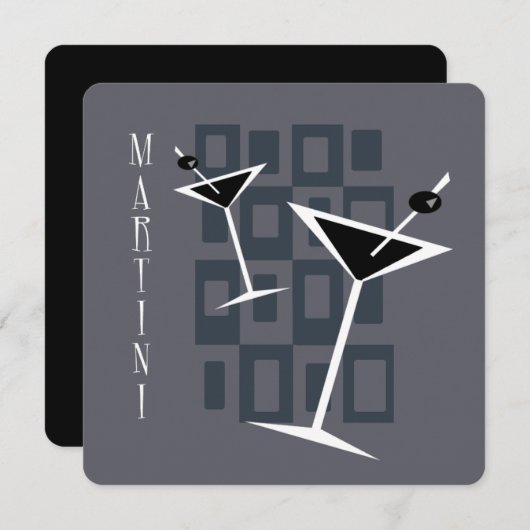 Retro Martini Cocktail Party Uitnodigingen (Voorkant / Achterkant)