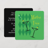 Retro Martini Cocktail Party Uitnodigingen (Voorkant / Achterkant)