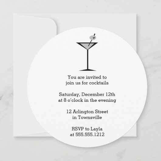 Retro Martini Cocktail Party Uitnodigingen (Achterkant)