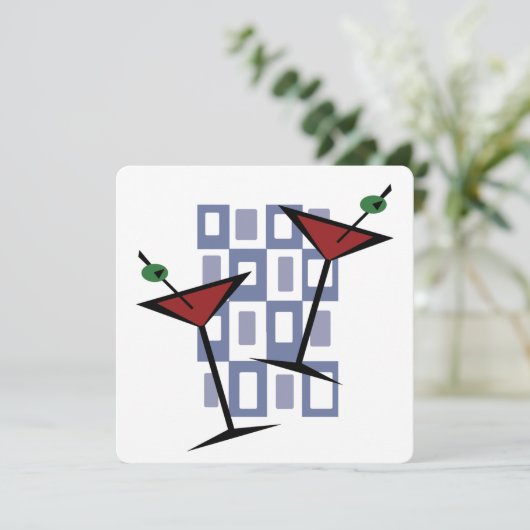 Retro Martini Cocktail Party Uitnodigingen (Staand voorkant)