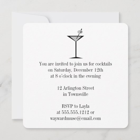 Retro Martini Cocktail Party Uitnodigingen (Achterkant)