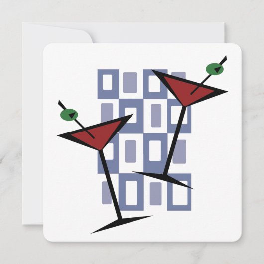 Retro Martini Cocktail Party Uitnodigingen (Voorkant)