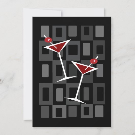 Retro Martini Cocktail Party Uitnodigingen (Voorkant)