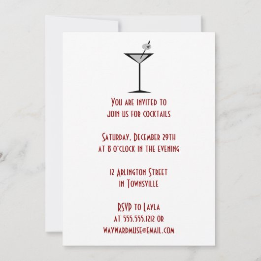 Retro Martini Cocktail Party Uitnodigingen (Achterkant)