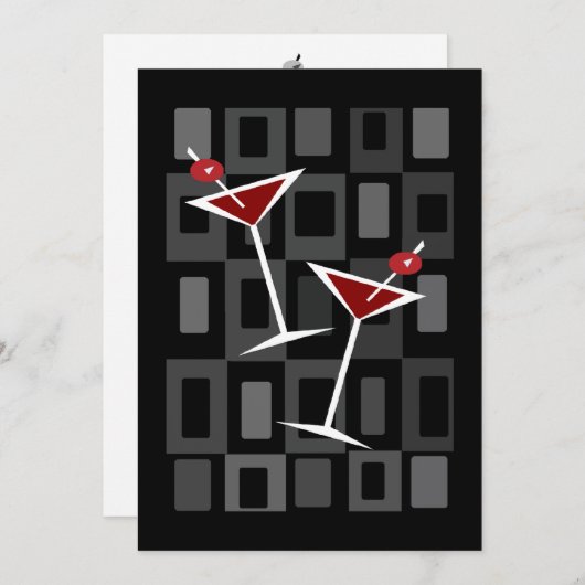 Retro Martini Cocktail Party Uitnodigingen (Voorkant / Achterkant)