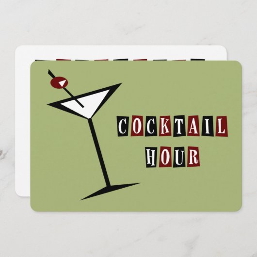 Retro Martini Cocktail Party Uitnodigingen (Voorkant / Achterkant)