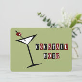 Retro Martini Cocktail Party Uitnodigingen (Staand voorkant)