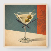 Retro Martini Cocktail Wandklok Mid Century Bar (Voorkant)