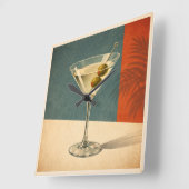Retro Martini Cocktail Wandklok Mid Century Bar (Hoek)
