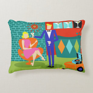 Retro Martini Couple Accent Pillow Accent Kussen