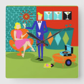 Retro Martini Couple Acrylic Wall klok (Voorkant)