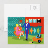 Retro Martini Couple Briefkaart (Voorkant / Achterkant)