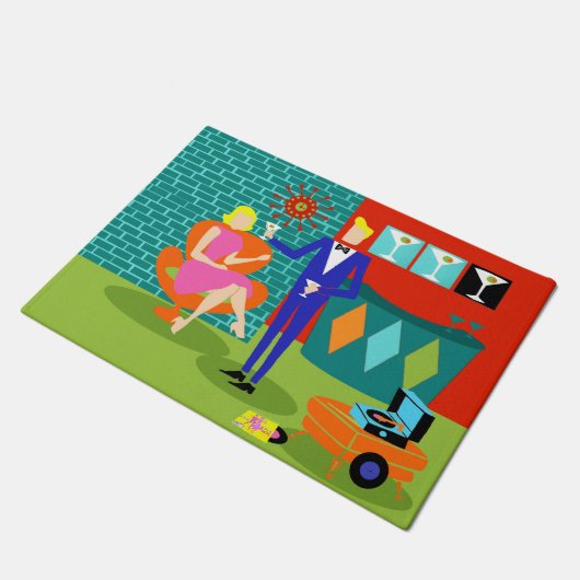 Retro Martini Couple Deuren Mat (Schuin)