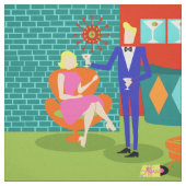Retro Martini Couple Fabric Stof (Swatch)
