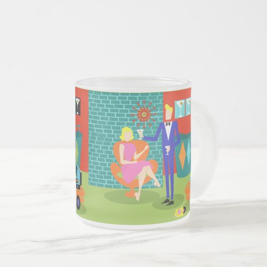 Retro Martini Couple Frosted Glass Mok (Voorkant rechts)