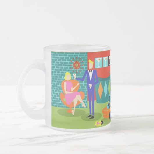 Retro Martini Couple Frosted Glass Mok (Links)