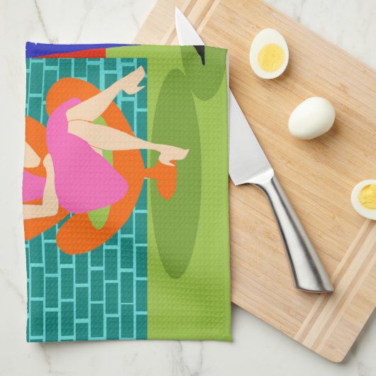 Retro Martini Couple Kitchen Towels Theedoek (Quarter Fold)