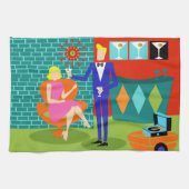 Retro Martini Couple Kitchen Towels Theedoek (Horizontaal)