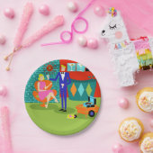 Retro Martini Couple Paper Borden Papieren Bordje (Feest)