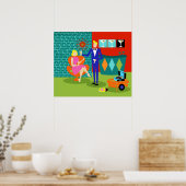 Retro Martini Couple Poster (Keuken)