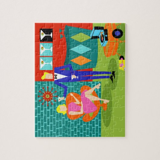 Retro Martini Couple Puzzle Legpuzzel (Verticaal)
