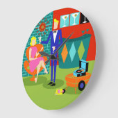 Retro Martini Couple Round Acrylic Wall klok (Hoek)