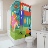 Retro Martini Couple Shower Curtain Douchegordijn (In situ)
