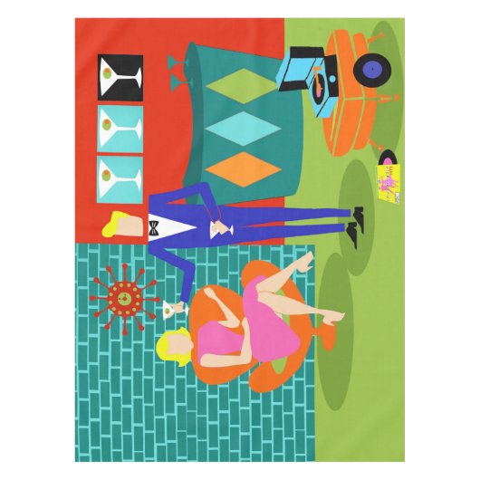 Retro Martini Couple Tablecloth Tafelkleed (Voorkant)