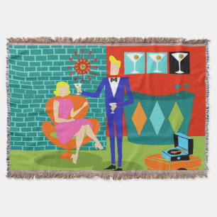 Retro Martini Couple Throw Blanket Deken