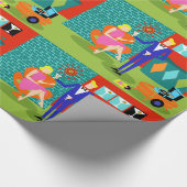 Retro Martini Couple Wrapping Paper Cadeaupapier (Hoek)