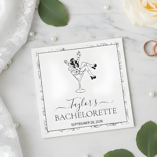 Retro Martini Girl Bachelorette Party Custom  Servet