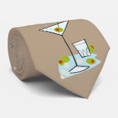 Retro Martini Glass Party Time (Dk. Beige) Stropdas (Opgerold)